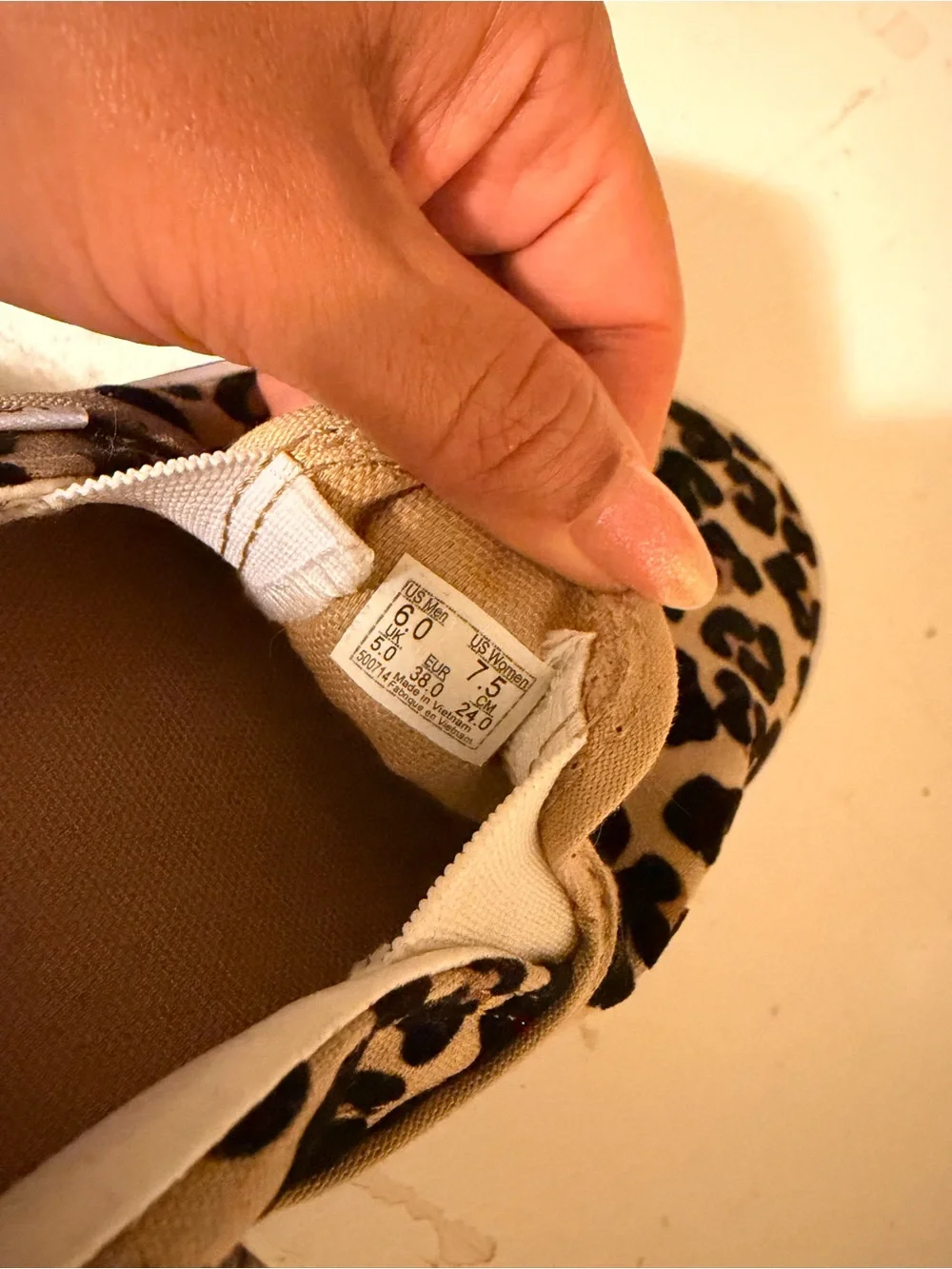 Vans Leopard Print Slip-On Sneakers - Tan & Black womens 7.5 mens 9